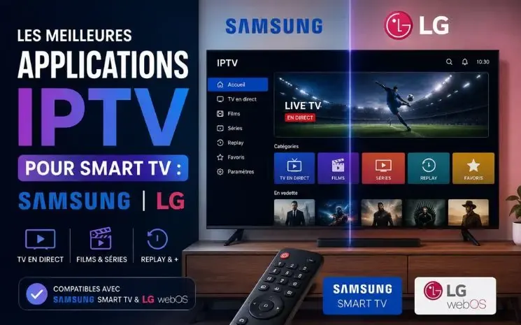 Applications IPTV dans la boutique d'une Smart TV Samsung ou LG webOS