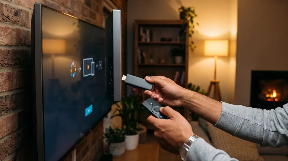 Fire TV Stick branché au port HDMI avant installation IPTV