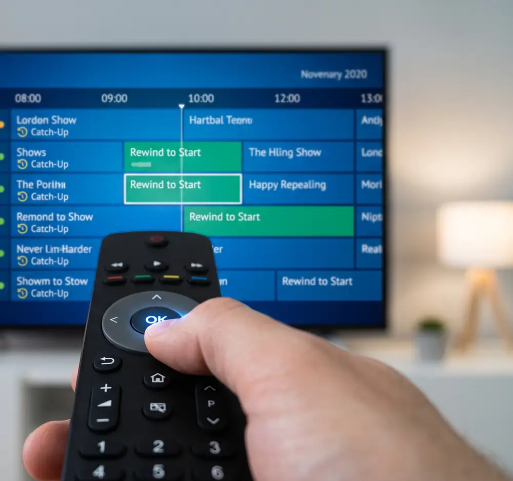 Guide TV EPG affiché après la saisie du code IPTV dans l'application
