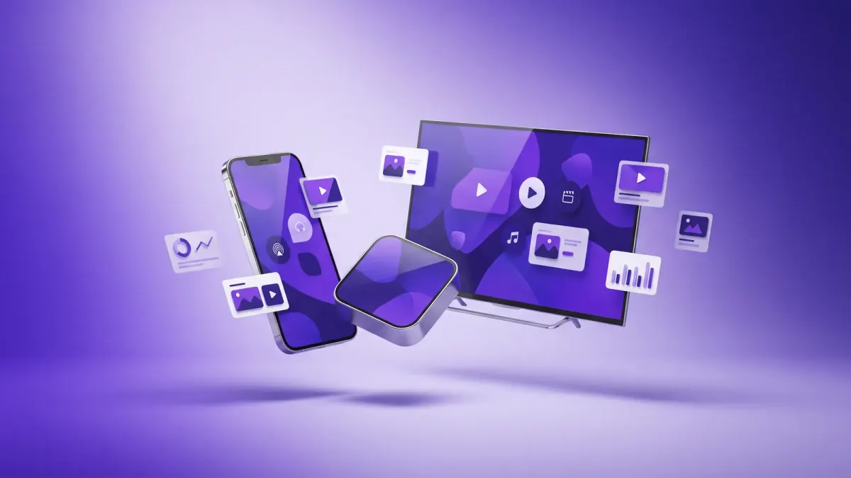 Boîtier TV, téléviseur et smartphone pour regarder l'IPTV sur une box opérateur