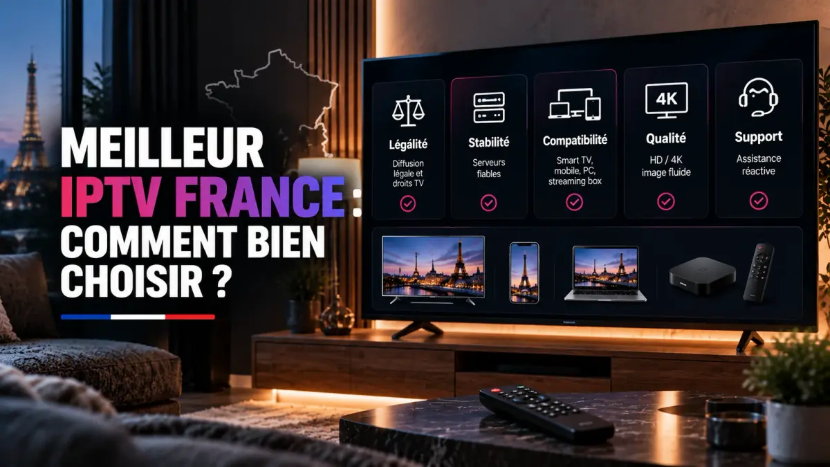 Critères pour choisir le meilleur IPTV en France : stabilité, compatibilité, qualité HD / 4K et support