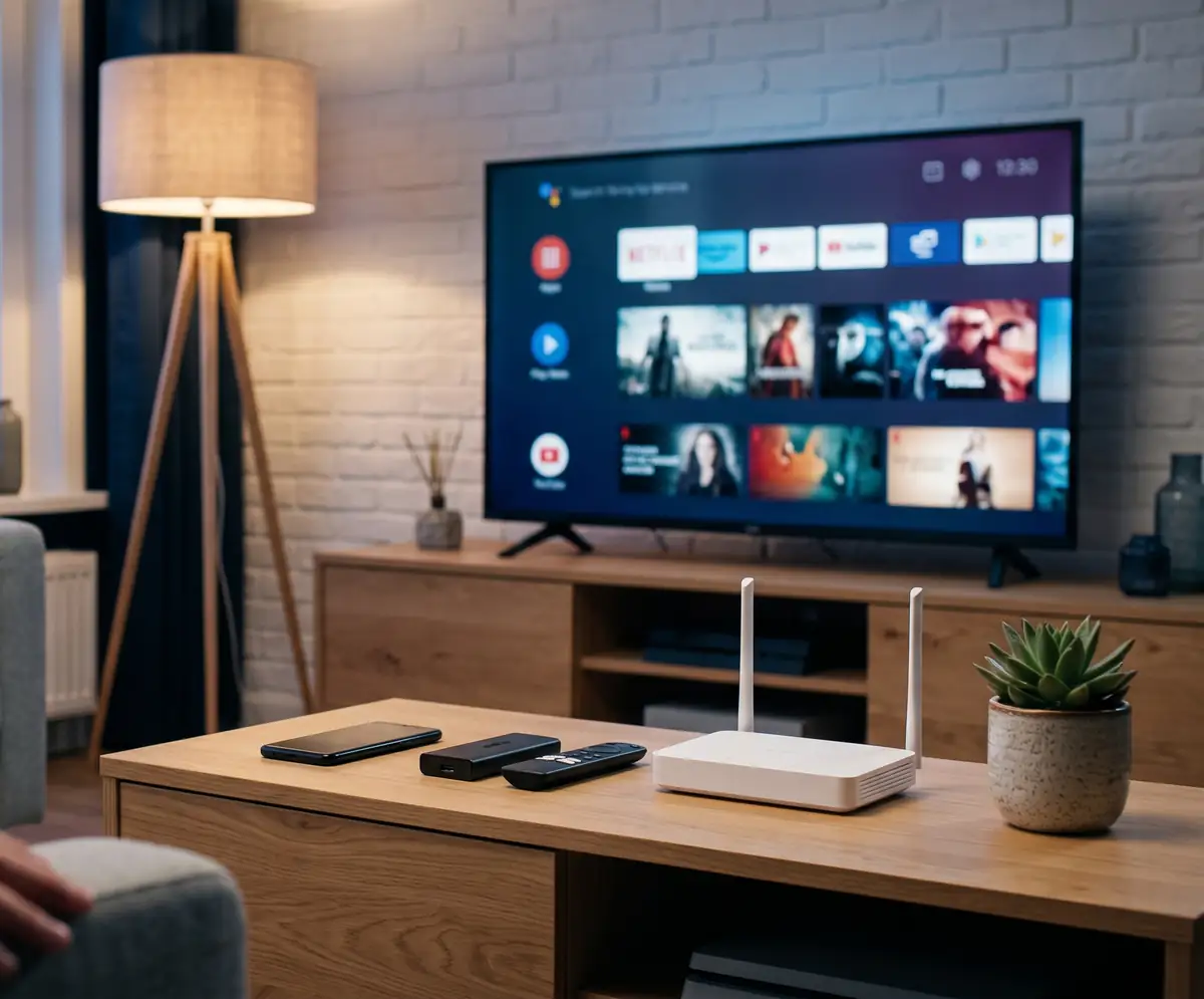 Boîtier IPTV branché sous un téléviseur, pour choisir le bon modèle en 2026